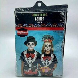 NWT Day of the Dead T-Shirt Child Standard Sz Skeleton Halloween Costume Unisex